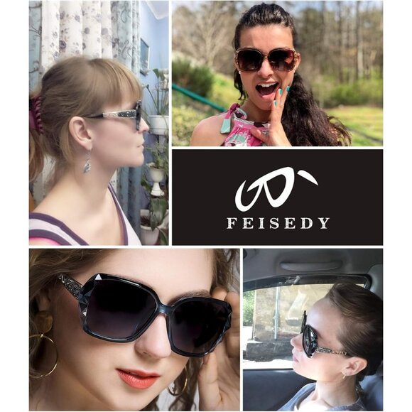 Women's Fashion Sparkling Crystal Square Sunglasses Composite Shiny Frame Design - Picture 8 of 8